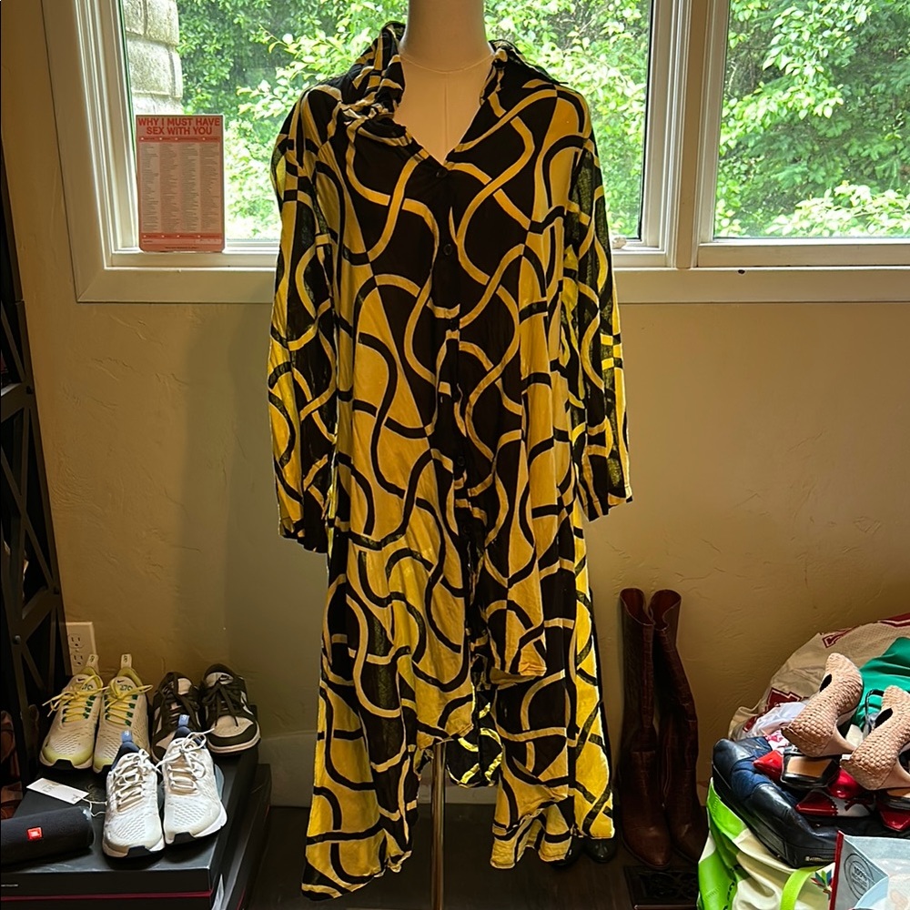 Yellow and Black Button Down Shirt